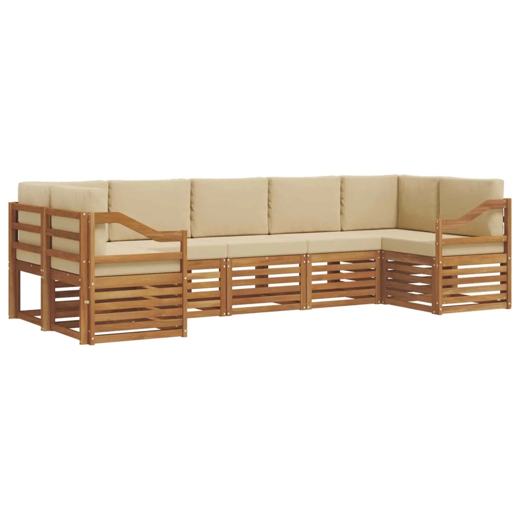 Set divano sezionale con cuscino 7 pcs Naturale e Beige 3375428