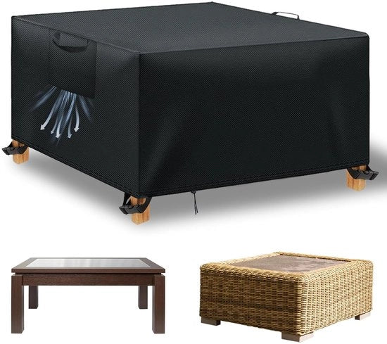 Copri tavolo per giardino - impermeabile - 200 x 200 x 90 cm - nero - tessuto Oxford