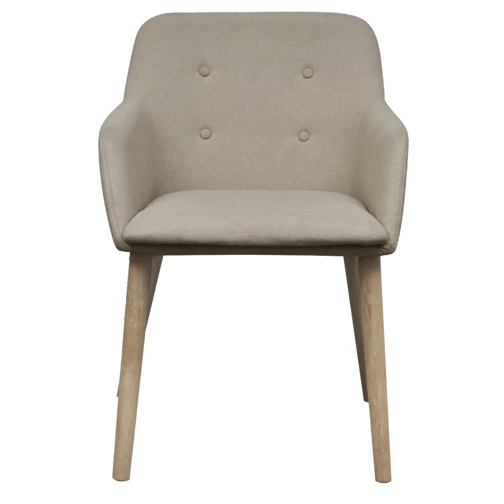 Sedie Pranzo 4 pz Beige in Tessuto e Legno Massello di Rovere 270570