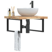 Ripiano a Parete per Lavabo in Acciaio e Massello di Acacia 3302877