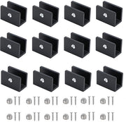 Supporto vetrino robusto in alluminio - 12 pezzi - Adatto per vetro da 8-10mm - Piastra antiscivolo in gomma - Per uso interno/esterno - Design elegante - Protezione vetrino
