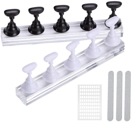 Manicure a due piani - Orefice per unghie - Stand per display in acrilico - Stopper per vernice riciclabile - Design magnetico - Sicuro e duraturo - Supporto per unghie