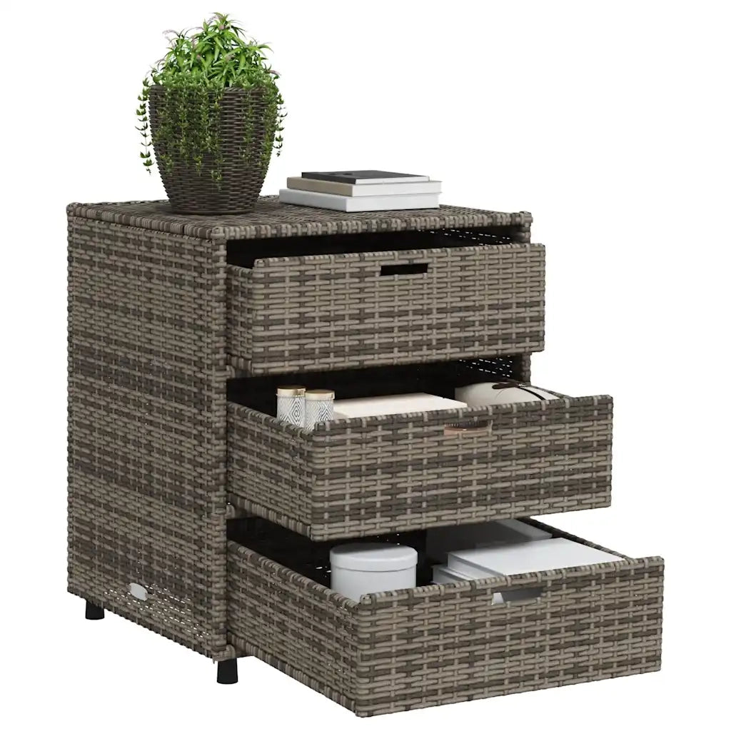Armadietto Portaoggetti Giardino Grigio 55x59x69cm Polyrattan