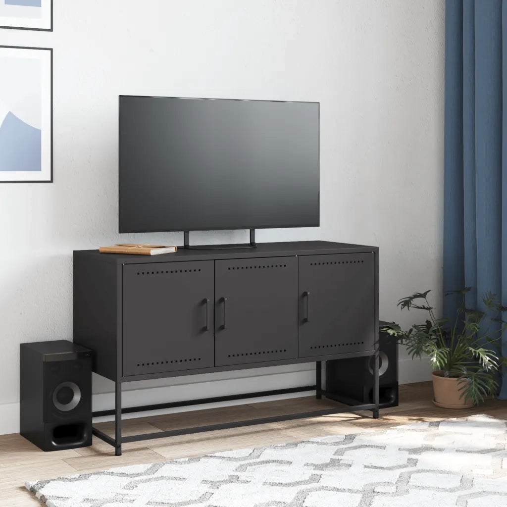 Mobile TV-Credenza per TV-Console TV Nero 100,5x39x60,5 cm in Acciaio 504618