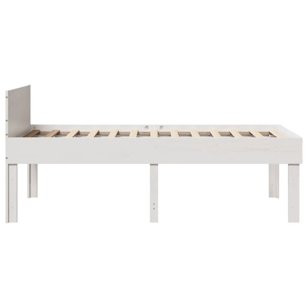 Letto senza Materasso Bianco 75x190 in Legno Massello di Pino 855745