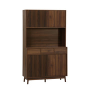 Credenza effetto legno a 4 ante e 3 cassetti, 110cm, noce