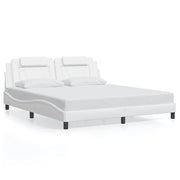 Letto matrimoniale | Letto per adulti | Giroletto Viana senza Materasso Bianco 180x200 cm in Similpelle