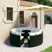 Set Divani da Giardino 9 pz con Cuscini in Polyrattan Nero cod mxl 41336