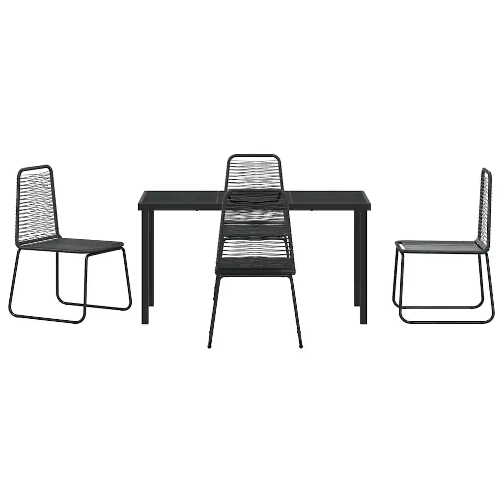 Set da Pranzo per Giardino 5 pcs Nero