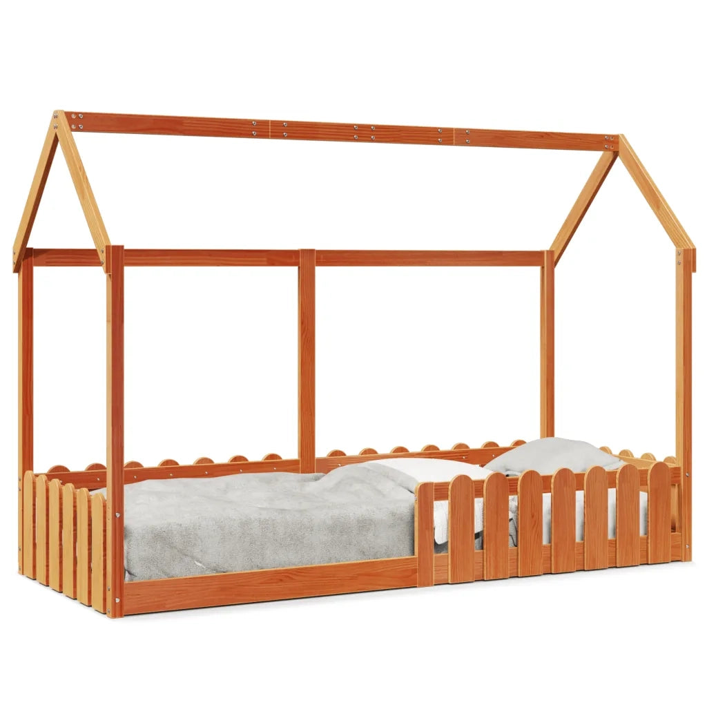 Giroletto Casetta Bambini Marrone Cera 80x200 cm Massello Pino 850691