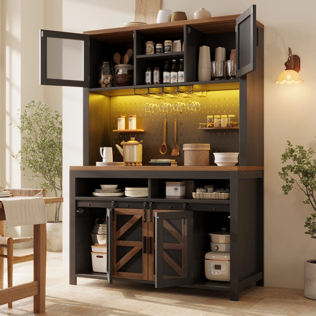 Mobile Multiuso con LED e USB ¨C MINIMAL ¨C Nero, Grande Stoccaggio