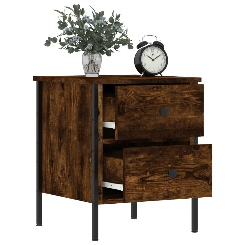 Comodino | Armadio da Notte | Mobiletto da notte Rovere Fumo 40x42x50 cm Legno Multistrato