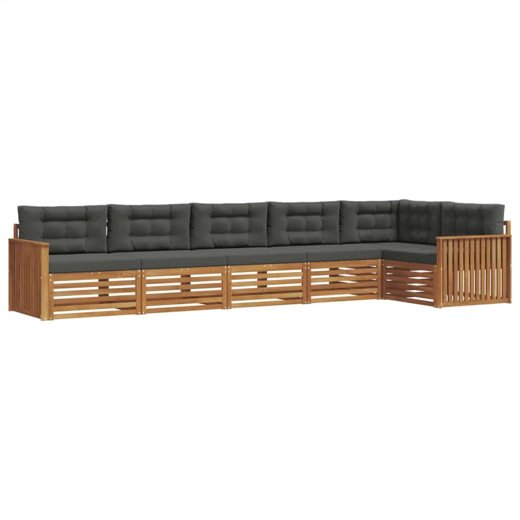 Set di divani da esterno con cuscino 6 pcs Naturale e Antracite