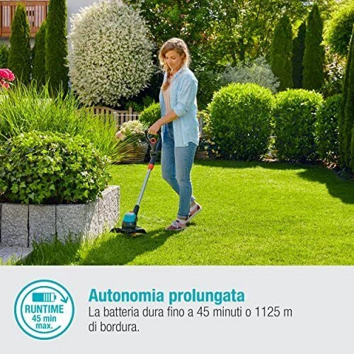 Gardena 14700-20 EasyCut Trimmer a Batteria 23 cm 18V 2Ah 45 min Telescopico colore Nero