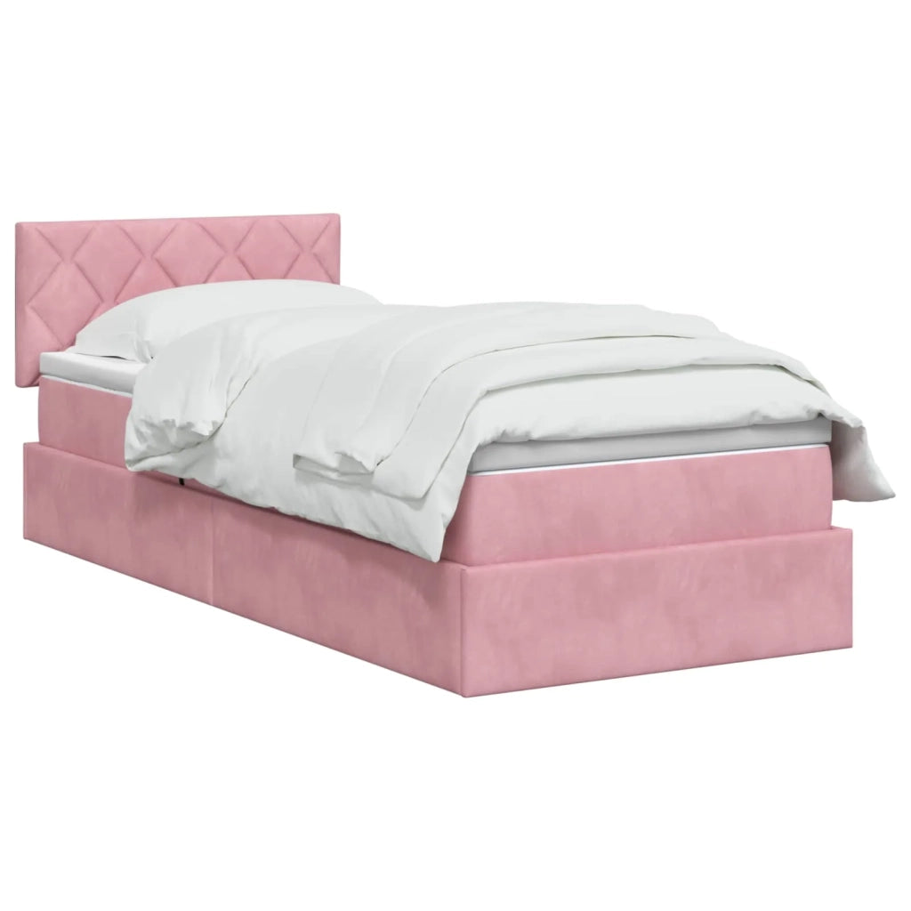 Letto con contenitore LED e materasso Rosa 100 x 200 cm Velluto 3459293
