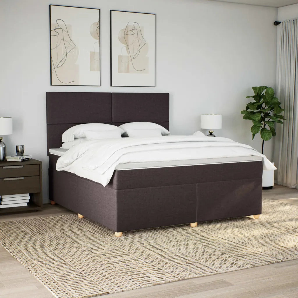 Giroletto a Molle con Materasso Marrone Scuro 180x200cm Tessuto 3291355
