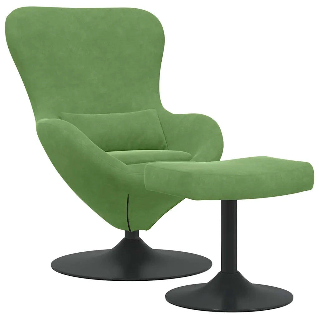 Sedia Egg con Pouf Verde chiaro Velluto 42002747