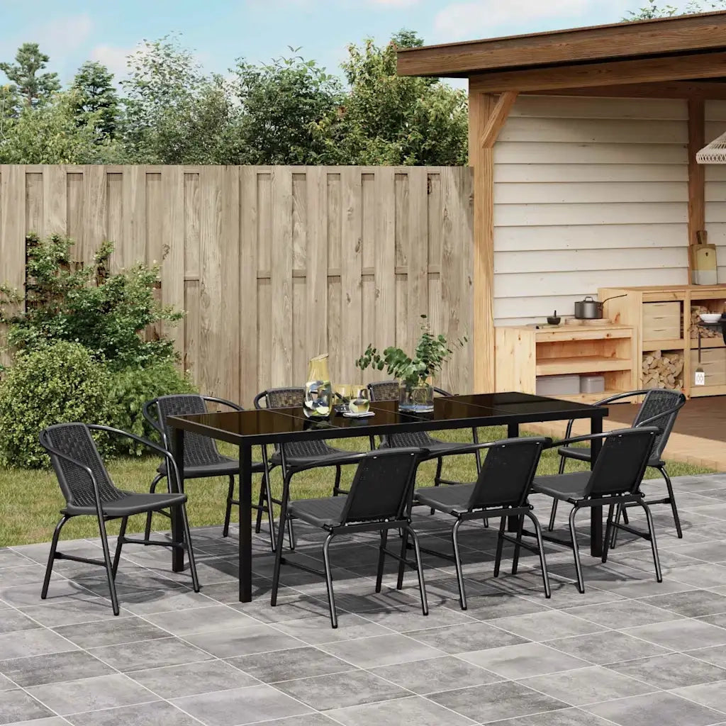 Set da Pranzo per Giardino 9 pcs Nero 3379386