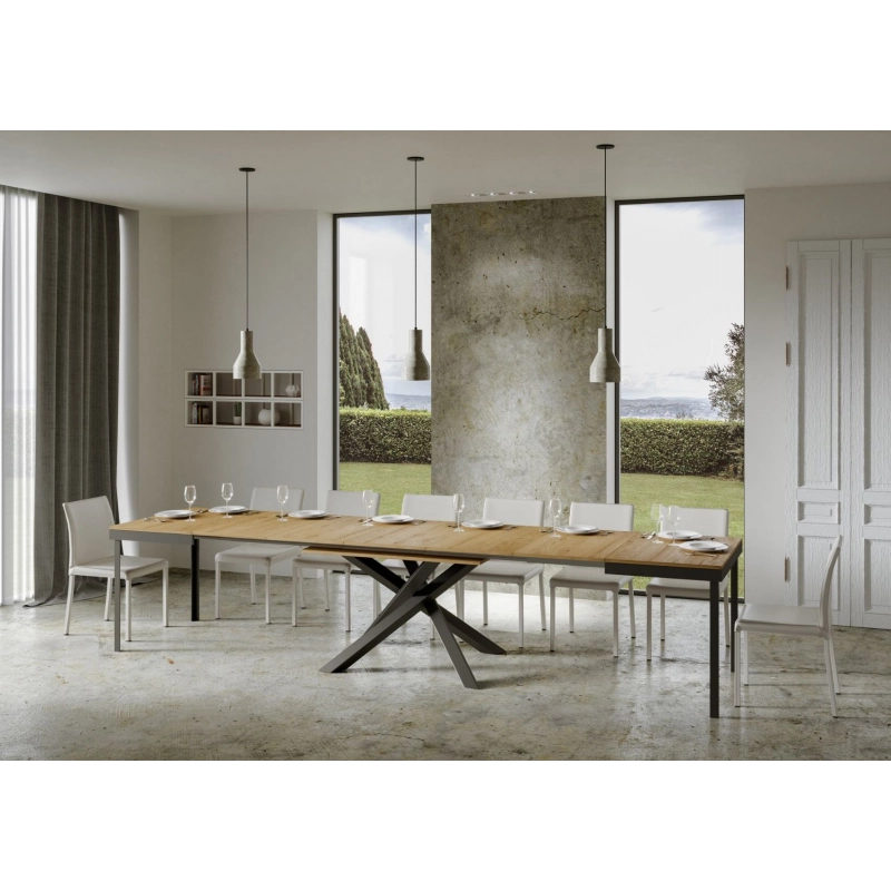 Tavolo allungabile 90x180/440 cm Volantis Evolution telaio Antracite - Quercia Natura