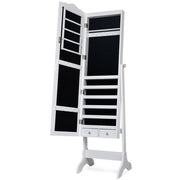 Mobile portagioielli con specchio basculante 41,5 x 37 x 160 cm ampio spazio di archiviazione elegante finitura MDF bianca 20_0010376
