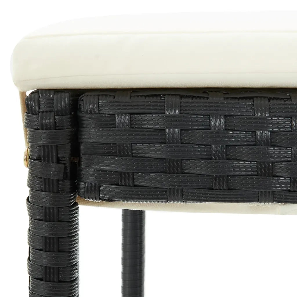 Set Bar da Giardino 5 pz Nero in Legno Acacia e Polyrattan 3295264