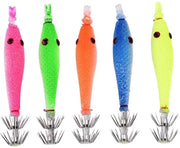 Haken per Calamari 5 pezzi - Silicone Sostenibile - Occhi Bionici - Progetto Illuminante - Doppia Haken Efficace - Ideale per Appassionati di Pesca - Haken per Calamari