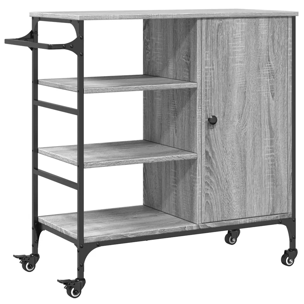 Carrello da Cucina Grigio Sonoma 87,5x38,5x84,5 cm Multistrato 842389