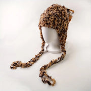 Cappello invernale per donne, lunghe orecchini da calore, decorazione di pennelli, esterno, impermeabile, caldo inverno, cappello informale (marrone)