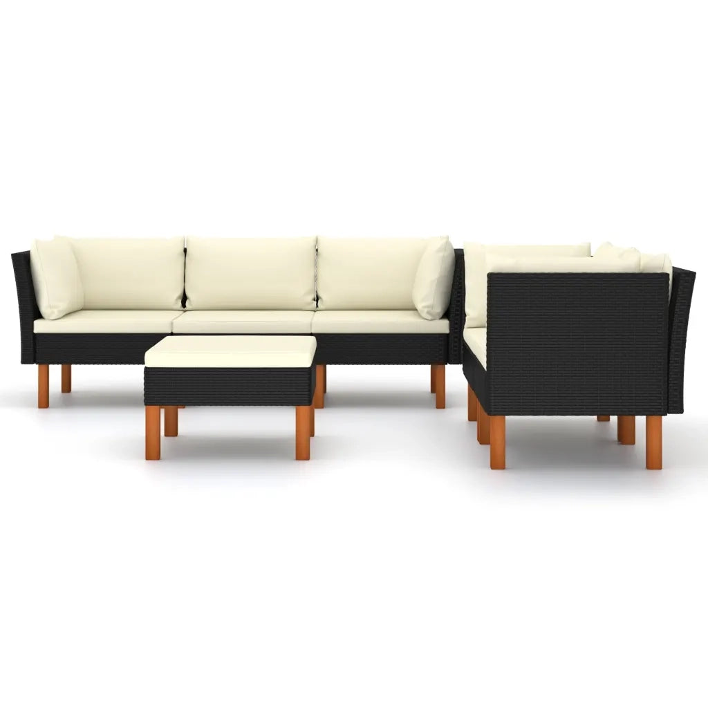 Set Divani da Giardino 6 pz con Cuscini in Polyrattan Nero cod mxl 40511