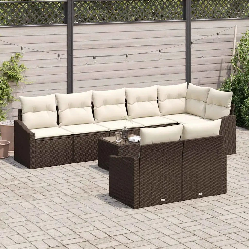 Set di divani con cuscino 9 pcs Marrone polyrattan 3346778