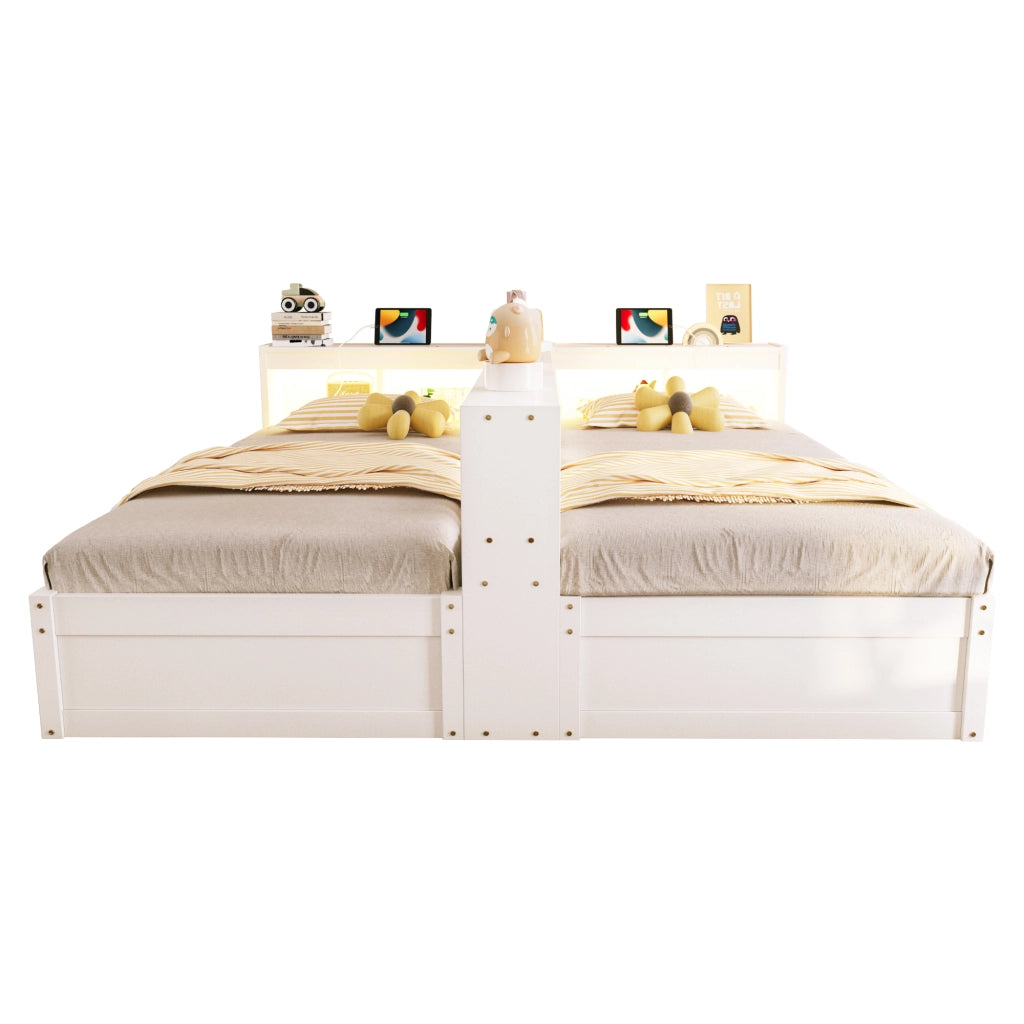DESMIU Divano Letto 90/180 × 200 cm 2 Posti con Presa, LED e Contenitore Idraulico, senza Materasso, Bianco