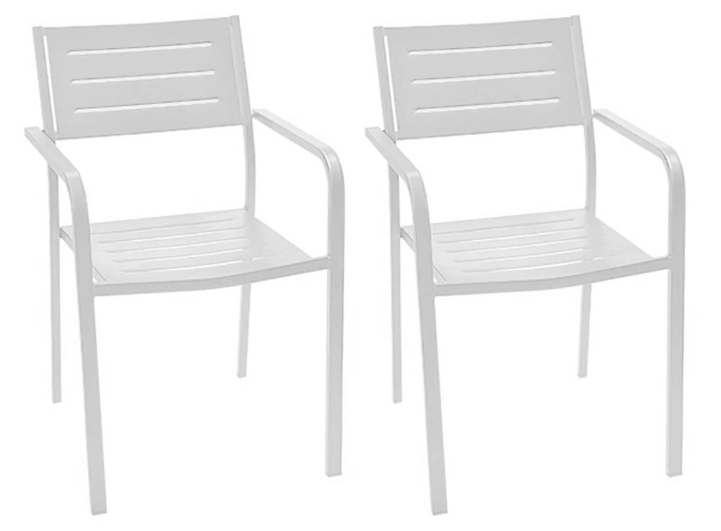 Set 2 Sedie da Giardino 54x58x84 cm in Acciaio con Braccioli RD Italia Dorio Bianche