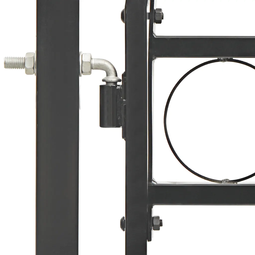Cancello per recinzione Assen con parte superiore ad arco in acciaio 102x200 cm Nero 146339
