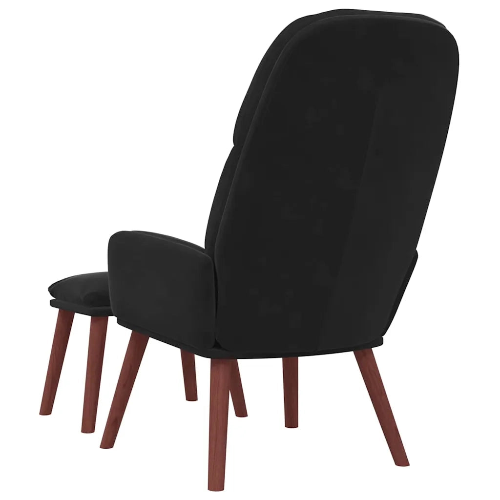 Poltrona Relax con Poggiapiedi Nera in Velluto 3315122