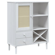 Buffet credenza cassettiera armadio mobile contenitore organizer per cucina soggiorno salotto effetto rattan 90 x 40 x 112 cm legno massello di pino bianco 02_0036228