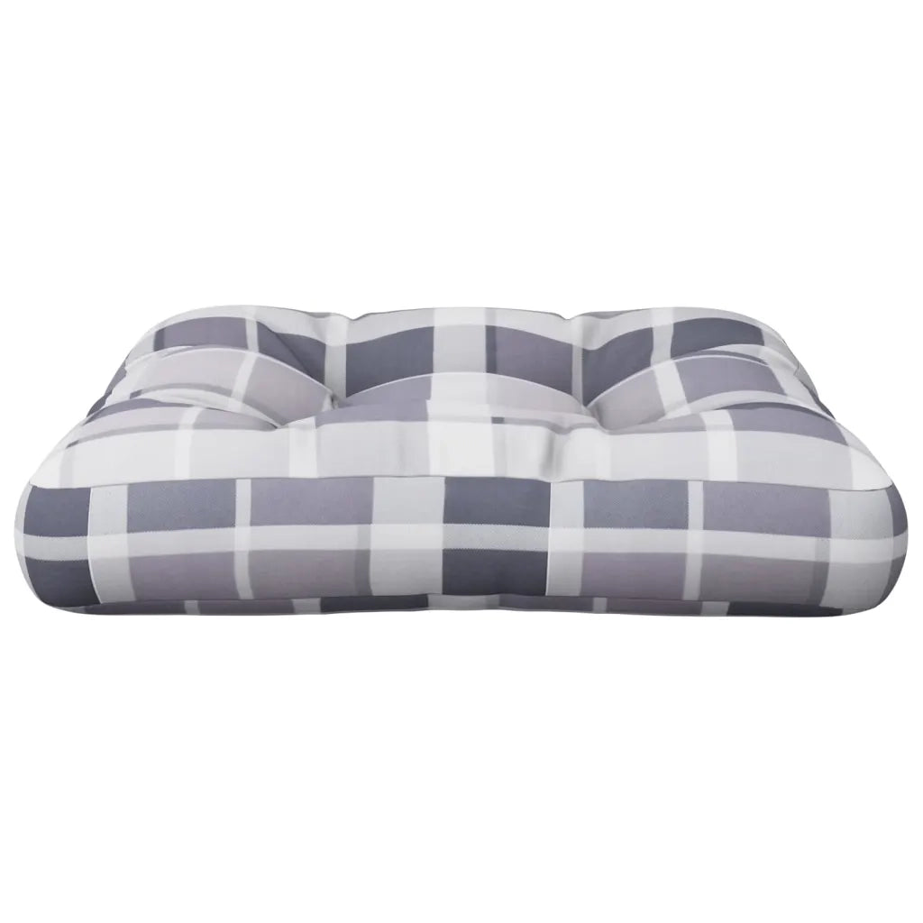 vidaXL Cuscino per Pallet a Quadri Grigio 58x58x10 cm in Tessuto