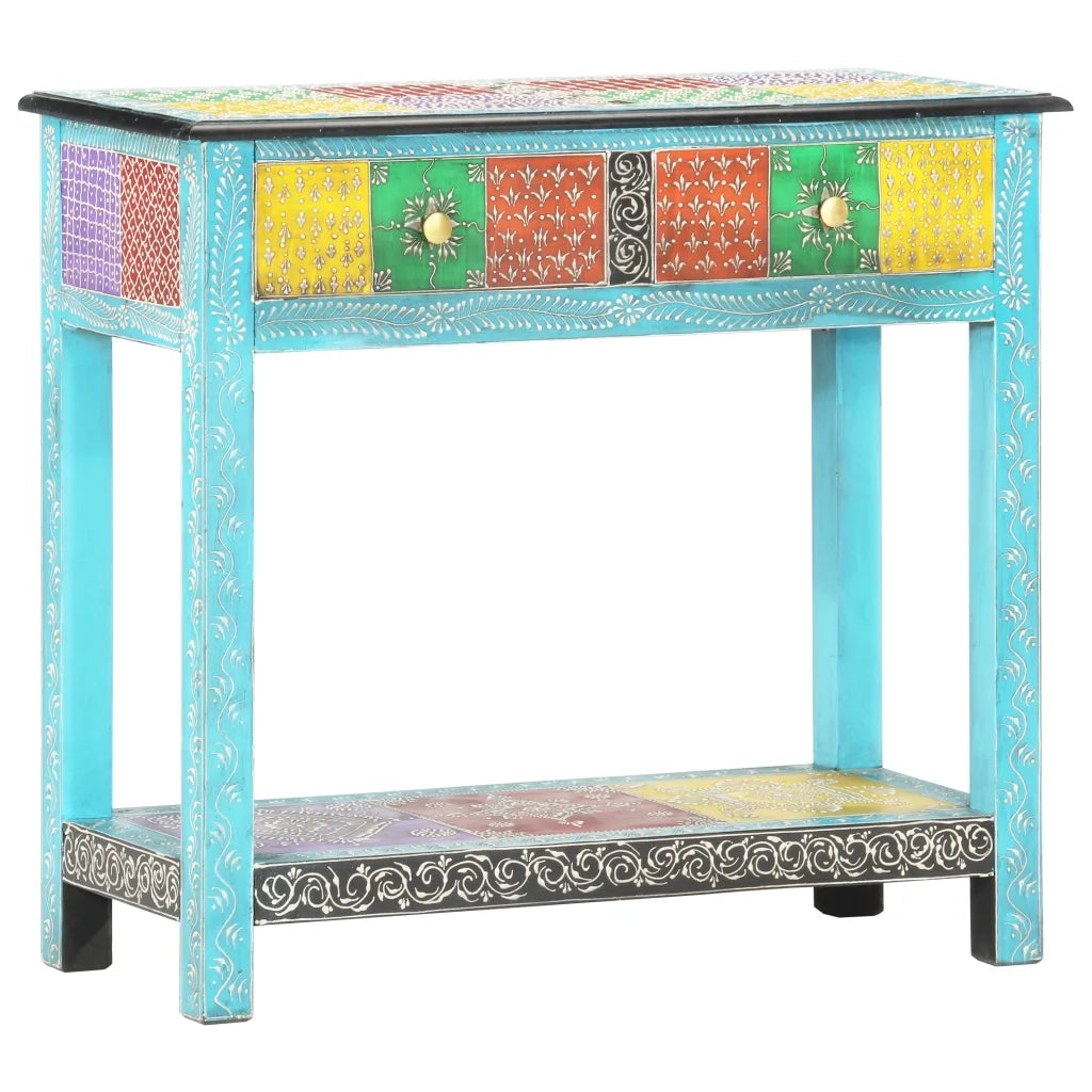 Tavolo Consolle Dipinto a Mano 80x35x75 cm in Legno di Mango cod mxl 64081