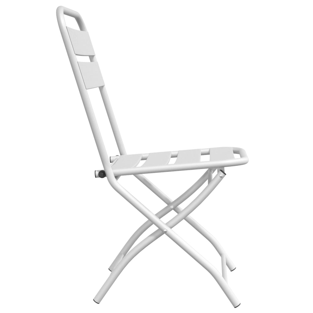 Sedie da Giardino Pieghevoli 2 pz Bianche in Acciaio