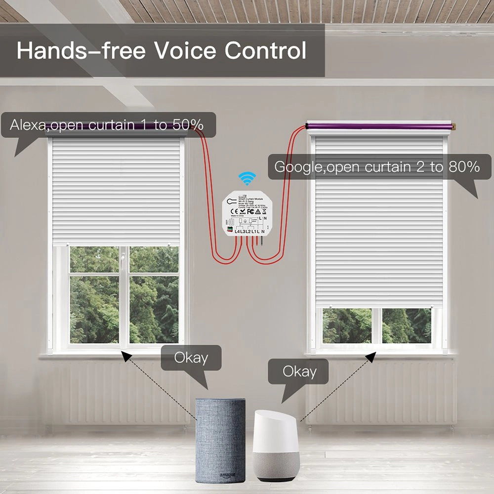 Modulo Tapparelle WIFI 2.4G + BLE, 2 Canali, Bluetooth BLE Mesh, TUYA, Smart Life, 2A, AC 90-250V, 50/60HZ, 500W, 52X47X18mm, IP20