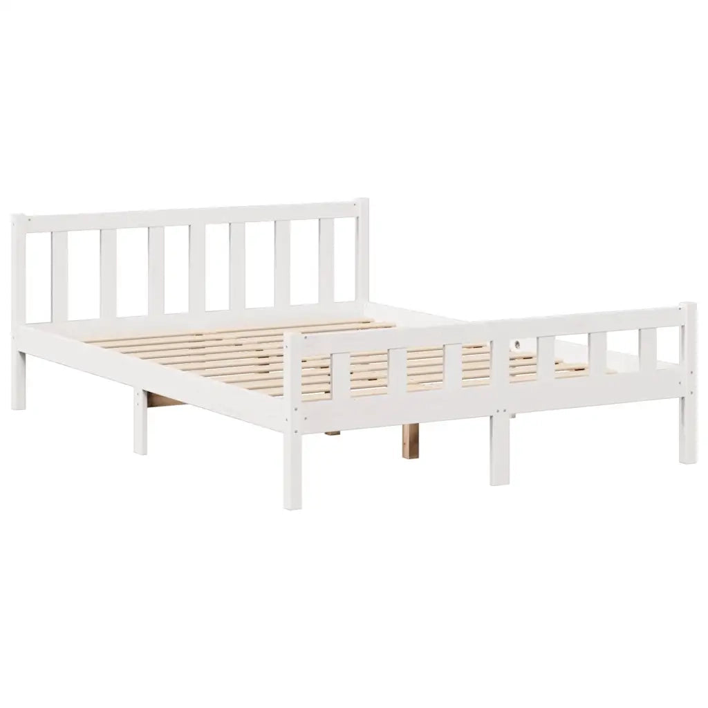 Letto Libreria senza Materasso Bianco 150x200 cm Legno di Pino