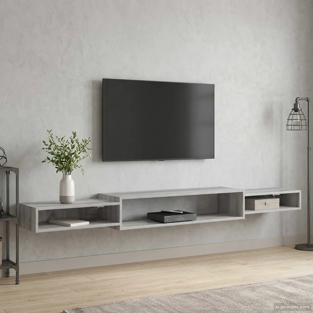 Mobile TV da Parete A parete Sonoma grigio 220 x 28 x 21 cm
