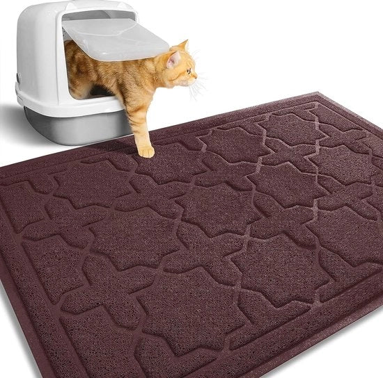 Matrice per gatto impermeabile 90 x 60 cm, matrice antiscivolo per gatto, matrice per gatto facile da pulire, matrice per gatto in materiale scuro come il caffè.