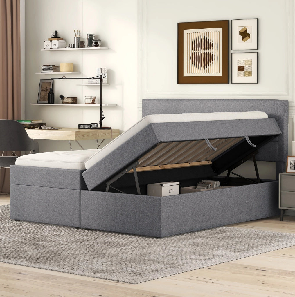 LETTO Contenitore 140x200 cm Grigio in legno e MDF