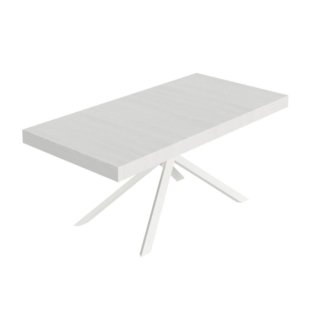 Tavolo Allungabile 200-460x90x77 cm Niket Bianco Frassino Gambe Bianche