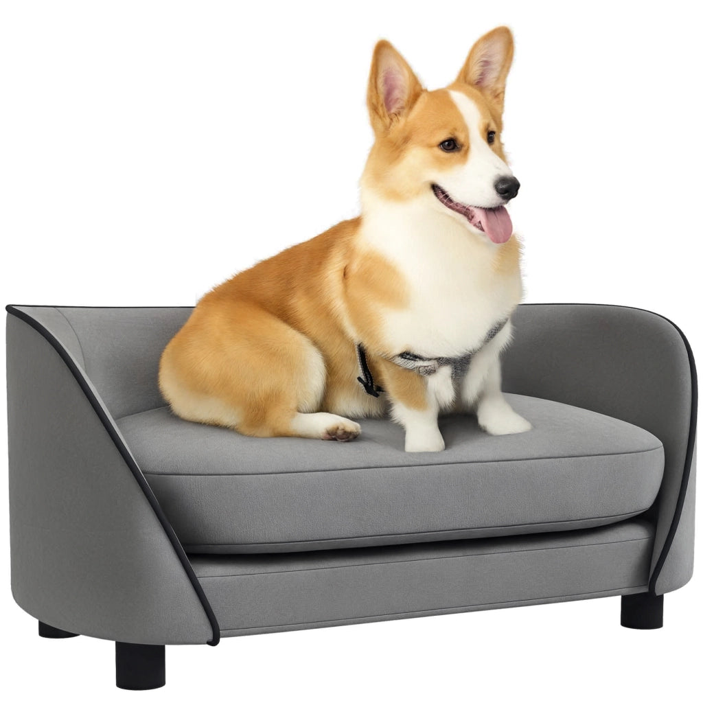 Divano per cani con cuscino morbido ¨C zephmum ¨C grigio, velluto, copertura amovibile e lavabile