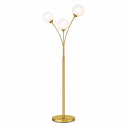 Lampada da Terra Moderna Oro con 3 Sfere in PVC bianco opaco Attacco G9, Piantana Design Elegante per Salotto Camera e Ufficio