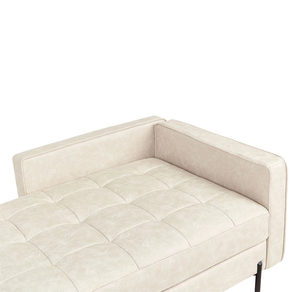 Chaise longue in ecopelle con inserti beige chiaro lato destro stile moderno tradizionale