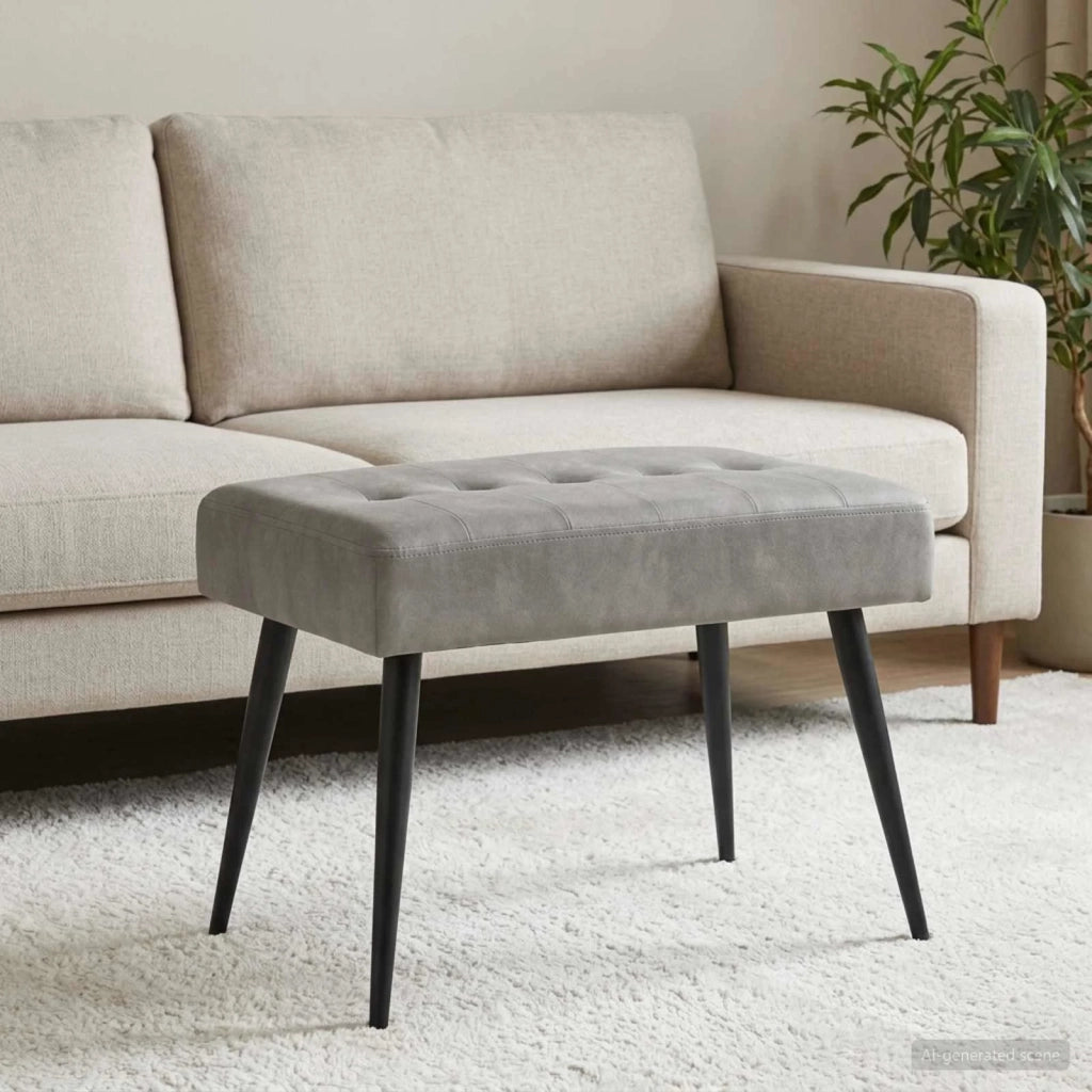 Panchina con bottoni imbottiti Grigio Chiaro 60 x 40 x 45 cm 42038501