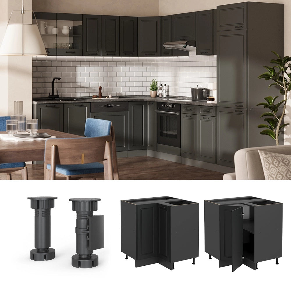 Mobile ad angolo cucina R-Line Antracite rustico/Antracite 75.6 cm PL Marmo Vicco