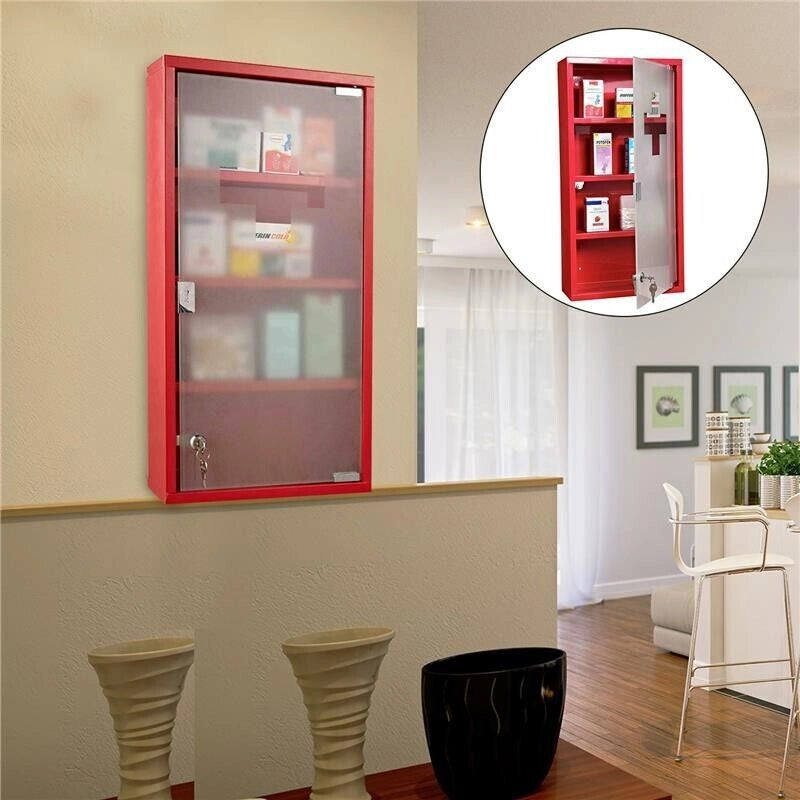 ARMADIETTO PRONTO SOCCORSO PER MEDICINALI  60 X 30 X 12 CM ROSSO